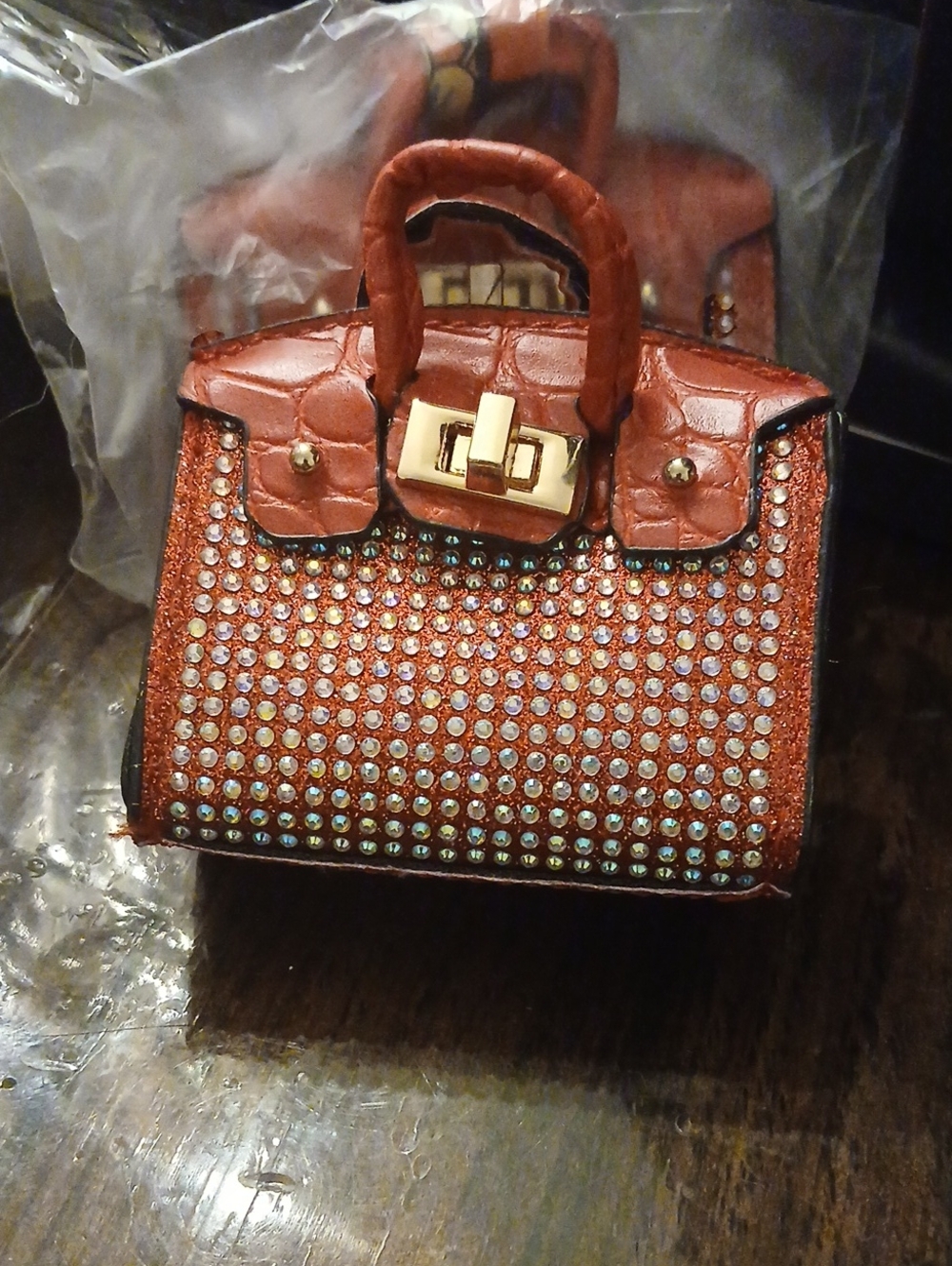 Red Rhinestone Emedbellished Handbag Charm